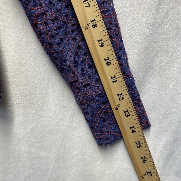 Banana Republic Lace Overlay Long Sleeve Round Neck Blouse Women Small Blue New - Picture 6 of 16